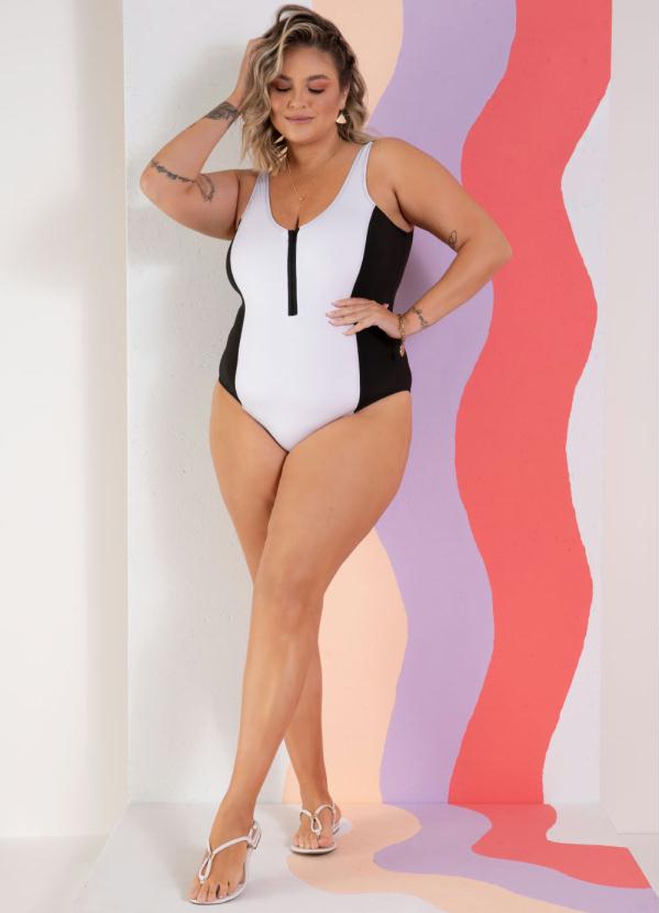 Quintess - Maiô Preto/Branco com Zíper 8