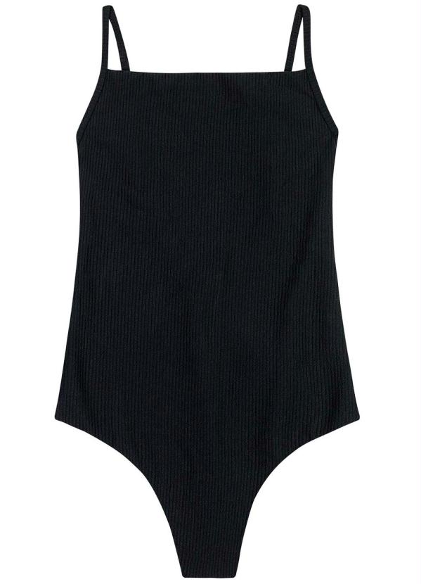 Enfim - Maiô Preto Texturizado Uv Beach