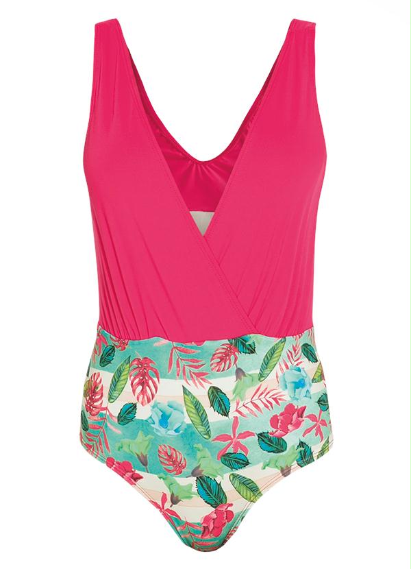 Quintess - Maiô Tropical Rosa com Transpasse 5