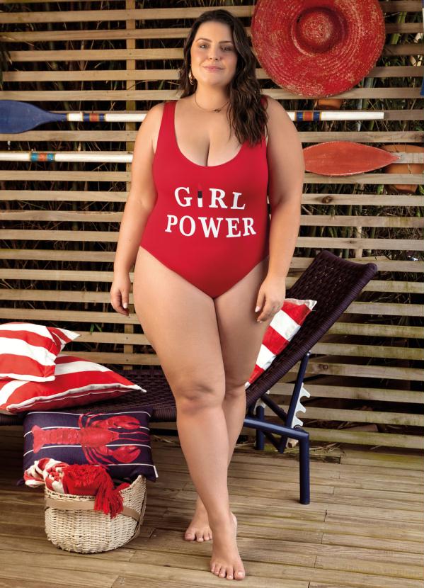 Outlet - Maiô Vermelho Cavado com Estampa Frontal 9