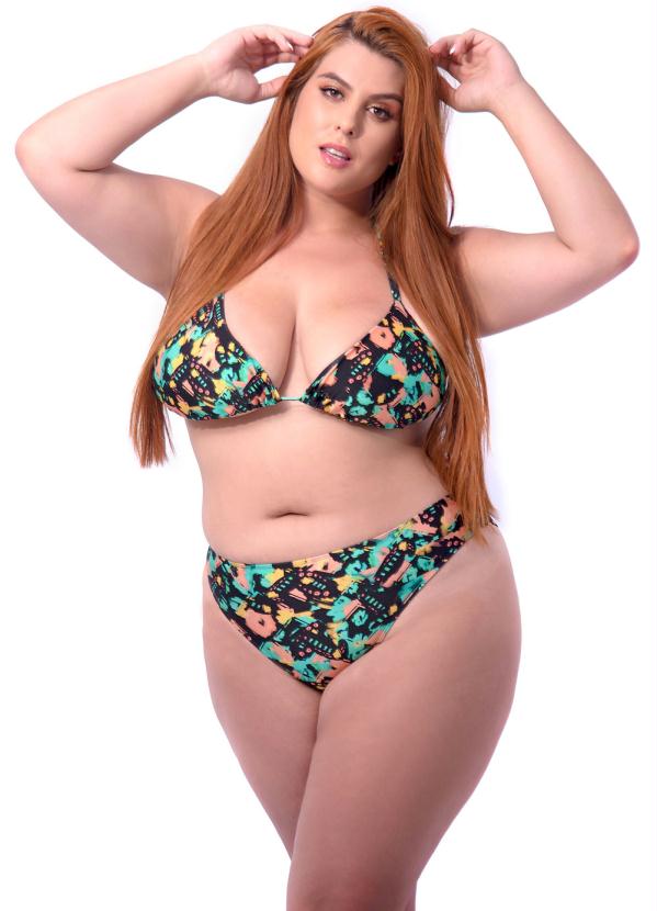 Acqua Rosa - Biquini Cortininha Cos Alto Plus Size Preto