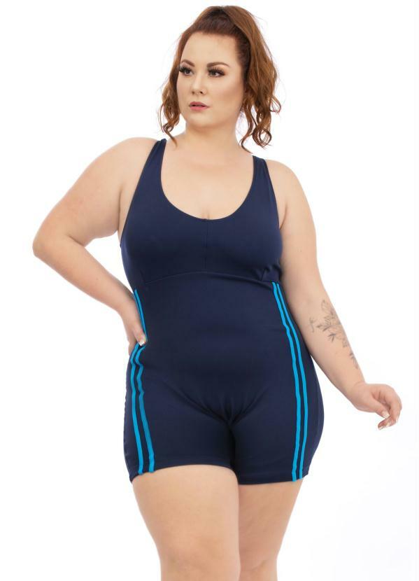 Sporting Way Fitness - Macaquinho Natação Plus Size Azul Marinho