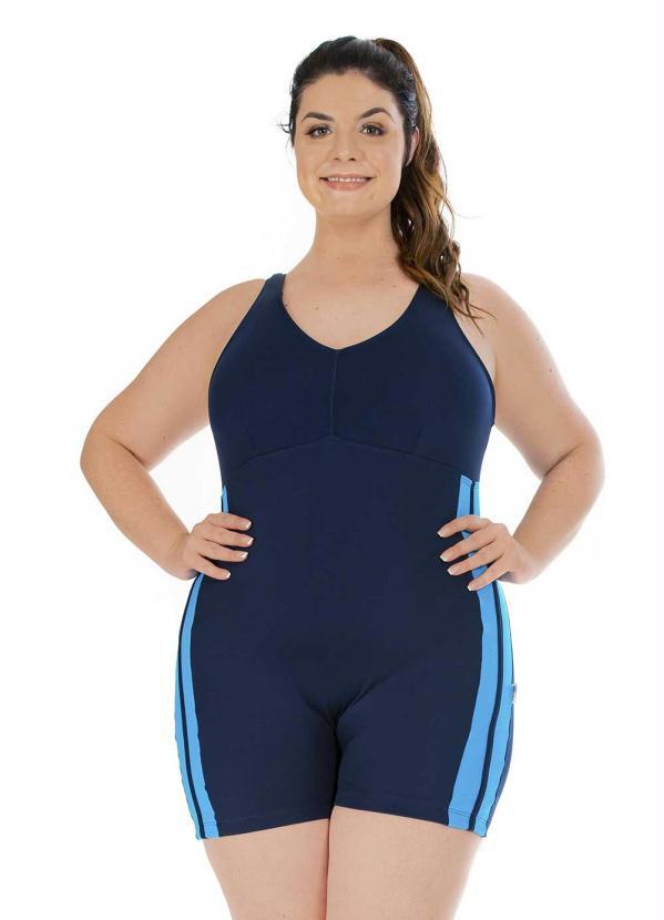 Sporting Way Fitness - Macaquinho Natação Plus Size Azul