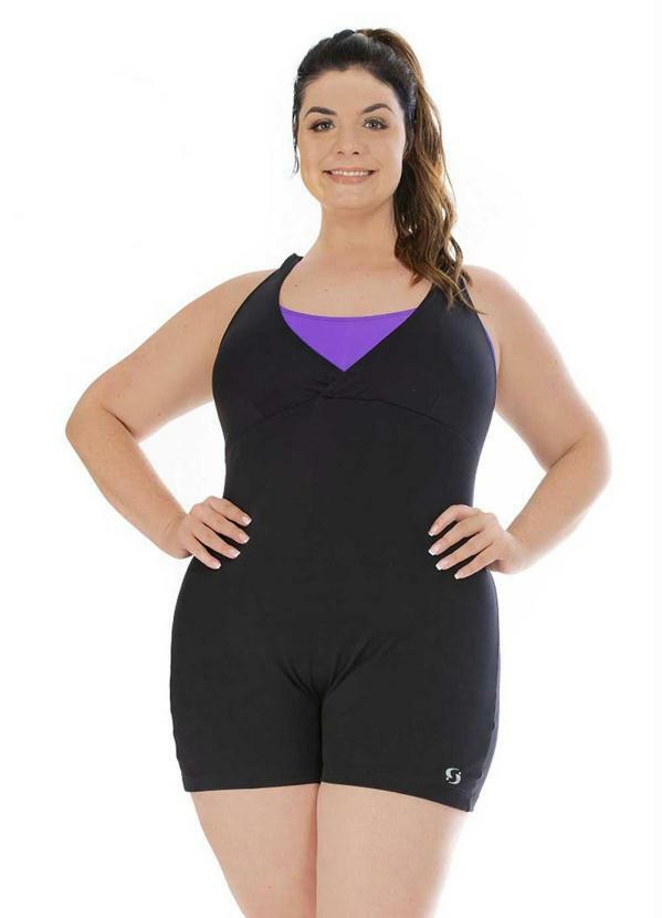 Sporting Way Fitness - Macaquinho Natação Plus Size Preto