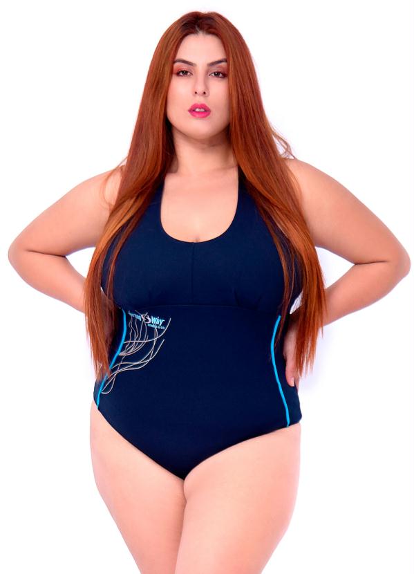 Sporting Way Fitness - Maio de Natação Plus Size Azul
