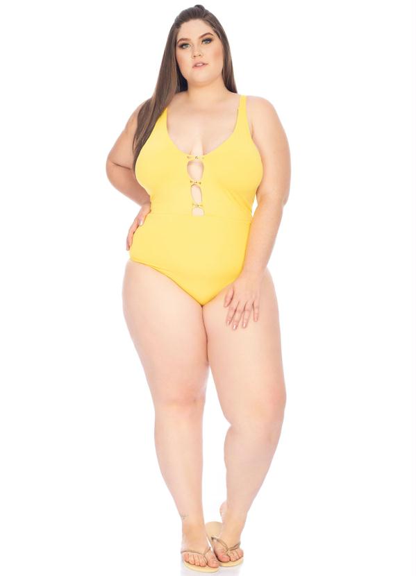 Acqua Rosa - Maiô Decote sem Bojo Plus Size Amarelo 3