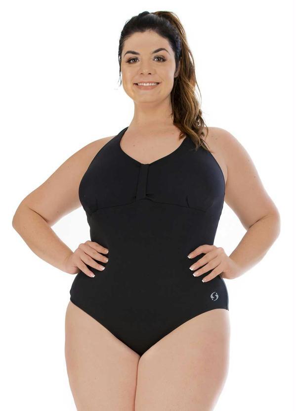 Sporting Way Fitness - Maiô para Natação Plus Size Preto