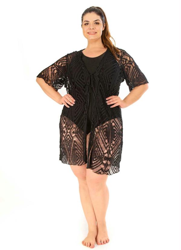Acqua Rosa - Saída de Praia Plus Size Acqua Rosa Preto 3