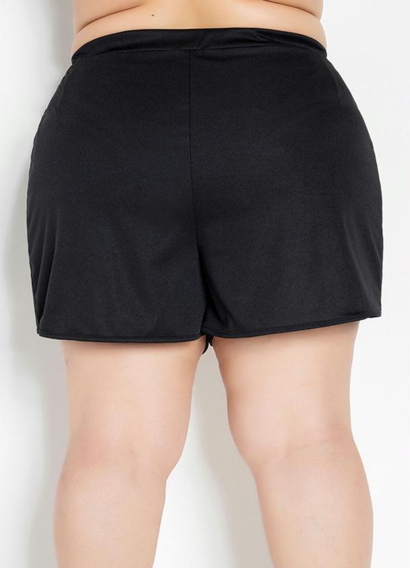 Marguerite - Shorts Saída de Praia Plus Size Preto com Cordão 2