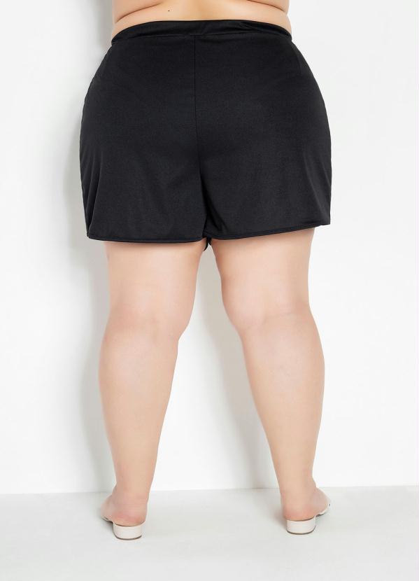 Marguerite - Shorts Saída de Praia Plus Size Preto com Cordão 4