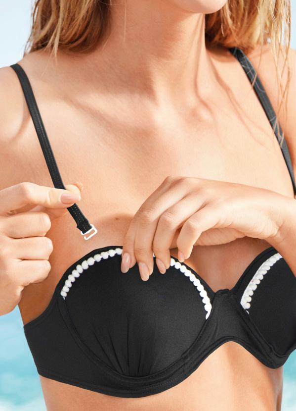 bonprix - Biquíni Top com Pompom Preto 3