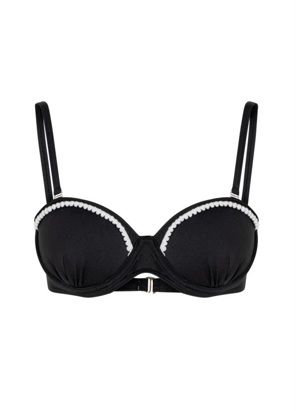 bonprix - Biquíni Top com Pompom Preto 7