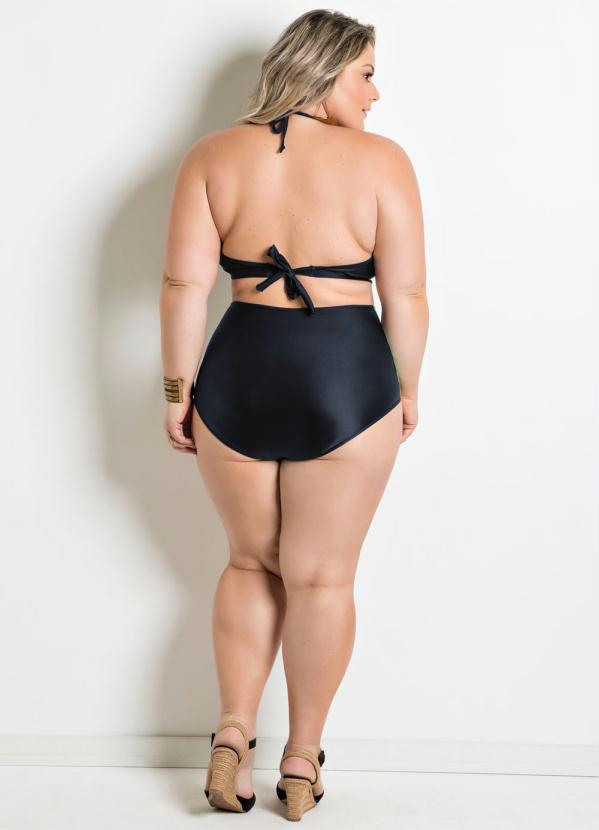 Outlet - Busto Biquíni Preto e Folhagem Plus Size 4
