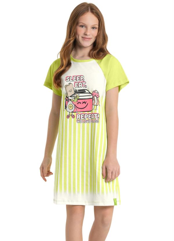 Gloss - Camisola Manga Curta Listrada Infantil Verde