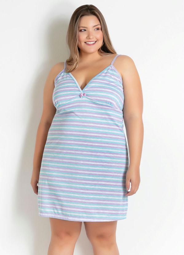Marguerite - Camisola Plus Size com Decote em V Listras