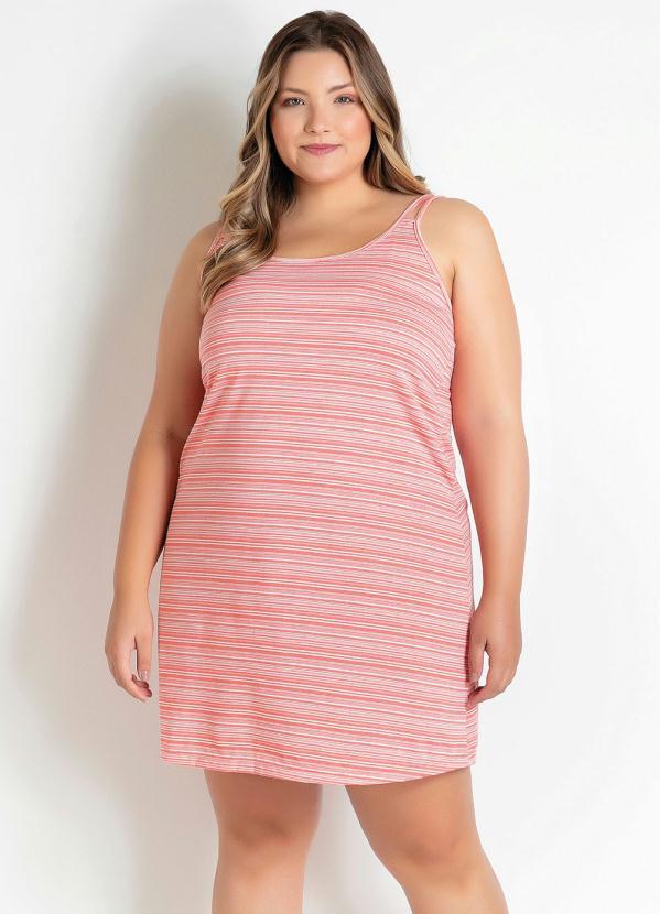 Marguerite - Camisola Plus Size de Alças Finas Duplas Listras