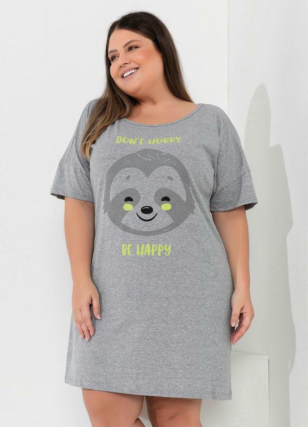 Marguerite - Camisola Plus Size Mescla com Estampa Frontal