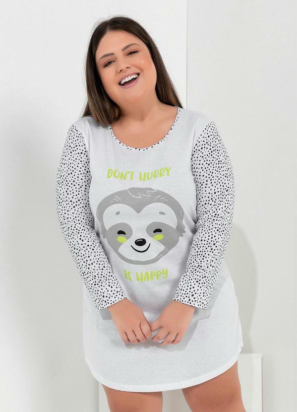 Marguerite - Camisola Plus Size Poá Estampa Frontal
