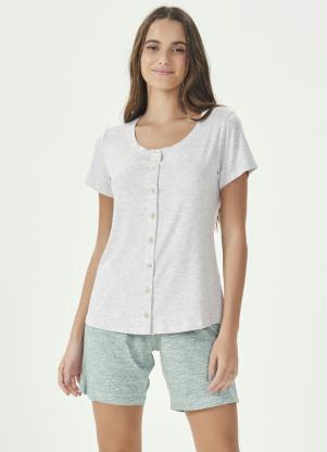 Espaço Pijama - Bermudoll Manga Curta Cinza - ESPAÇO PIJAMA