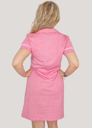 Piante Pijamas - Camisola Algodão Americana Manga Curta Poá Rosa - PIANTE PIJAMAS