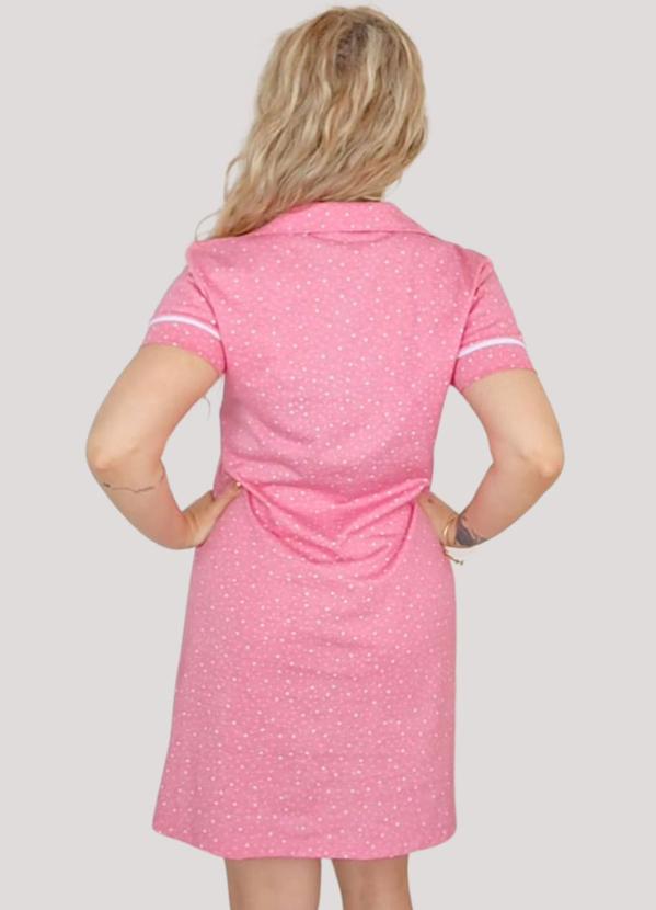 Piante Pijamas - Camisola Algodão Americana Manga Curta Poá Rosa 2