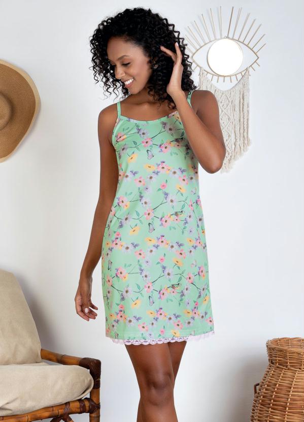 Alma Dolce - Camisola de Alças Finas com Renda Verde Menta