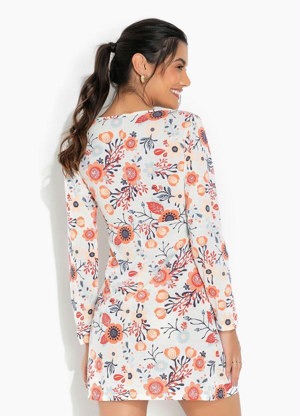 Alma Dolce - Camisola Manga Longa com Botões Floral Bege 2