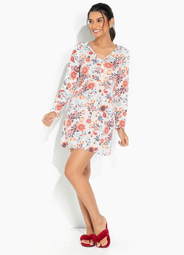 Alma Dolce - Camisola Manga Longa com Botões Floral Bege 4