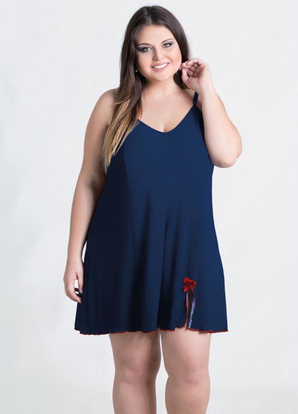 Alma Dolce - Camisola Plus Size Marinho e Vermelha com Fenda