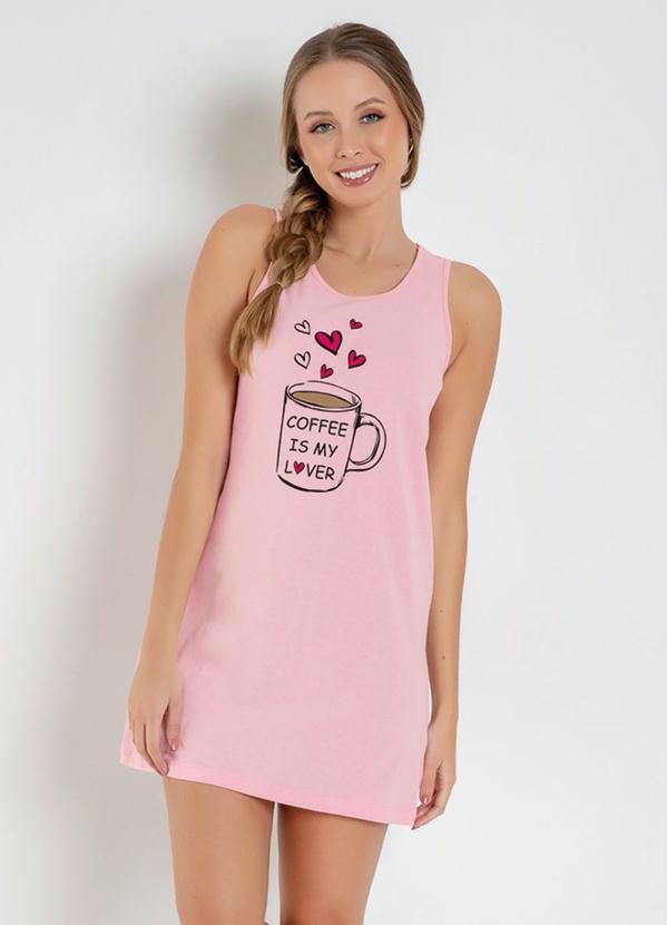 Camisola Regata com Estampa Frontal Rosa - Alma Dolce