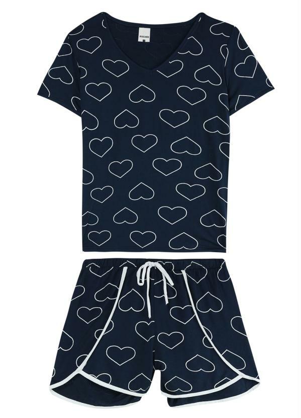 Malwee - Pijama Azul Coração Essence