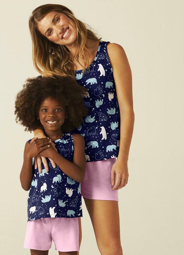 Malwee - Pijama Azul Ursa Maior Feminino Mãe