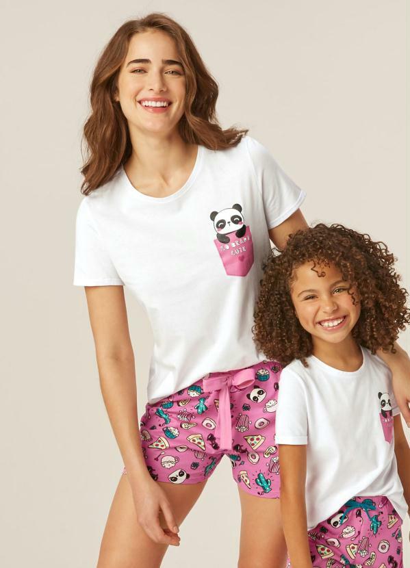 Malwee - Pijama Branco Panda Adulto - Tal Mãe