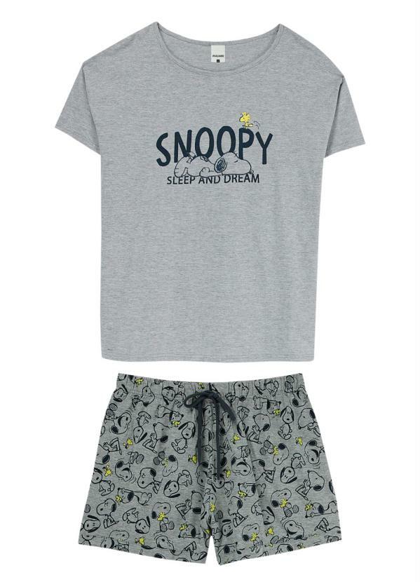 Malwee - Pijama Cinza Feminino Sleep Snoopy®