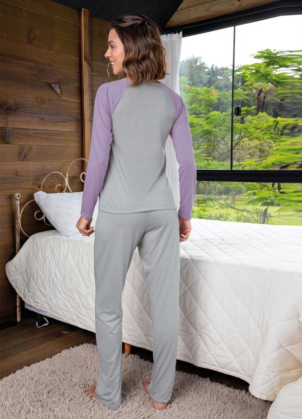Alma Dolce - Pijama com Estampa Frontal Mescla/Lilás 3