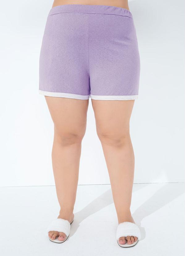 Marguerite - Pijama Curto com Gola e Barra Contrastante Lilás 3