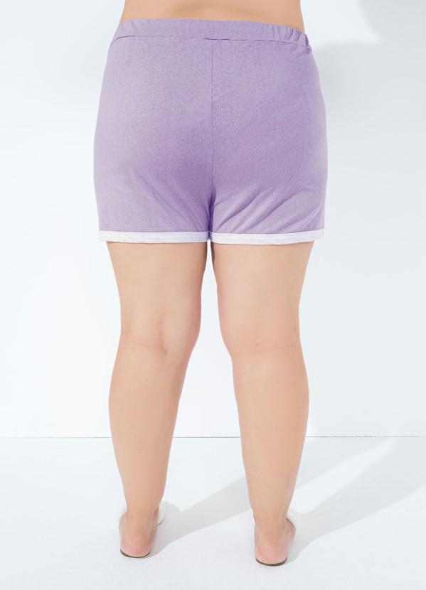Marguerite - Pijama Curto com Gola e Barra Contrastante Lilás 4