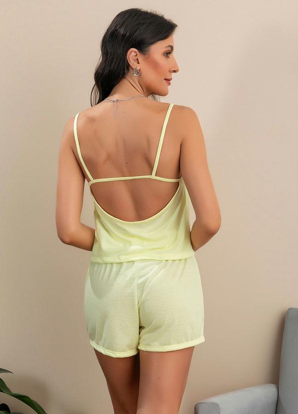 Alma Dolce - Pijama de Alcinha com Costas Vazadas Amarelo 3