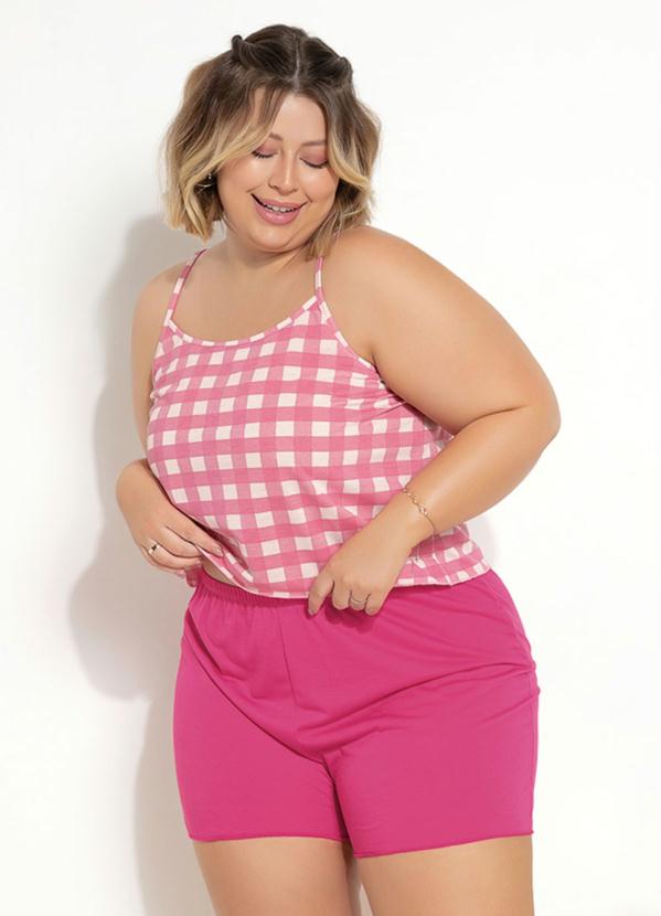 Pijama De Alcinha Curto Xadrez Plus Size Marguerite