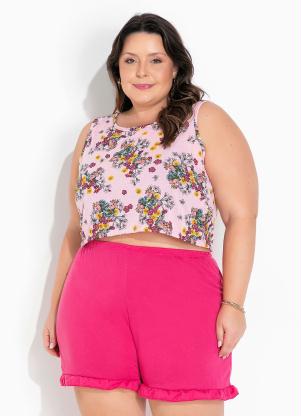 Marguerite - Pijama Plus Size Floral Botânico Curto - MARGUERITE
