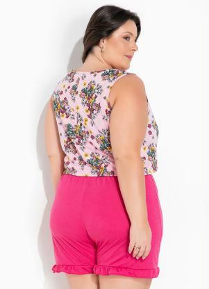 Marguerite - Pijama Plus Size Floral Botânico Curto - MARGUERITE