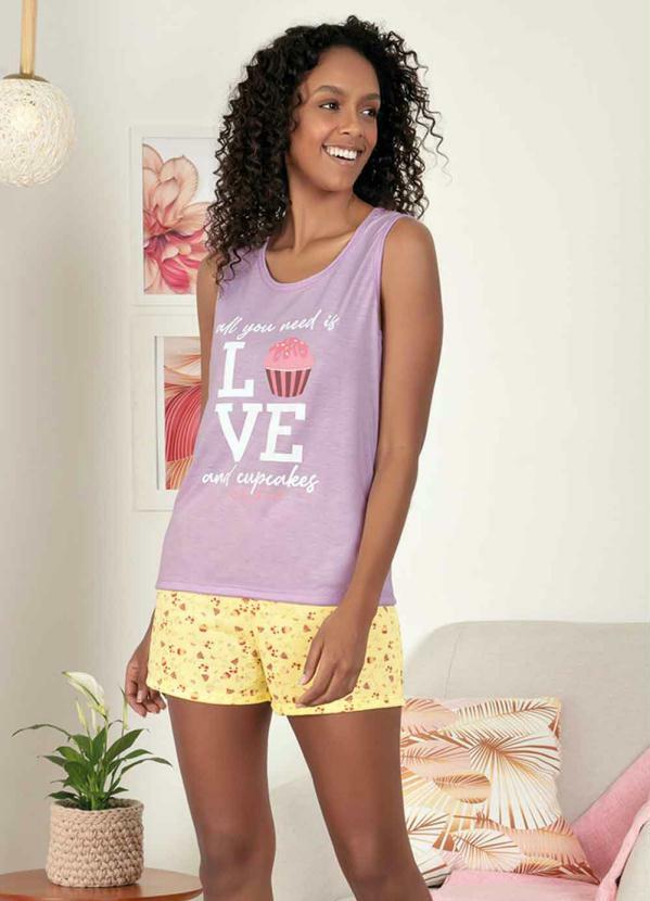 Alma Dolce - Pijama Regata Lilás/Cupcake