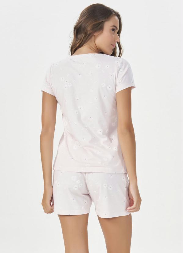 Espaço Pijama - Short Doll Manga Curta com Abertura Rosa Claro 2