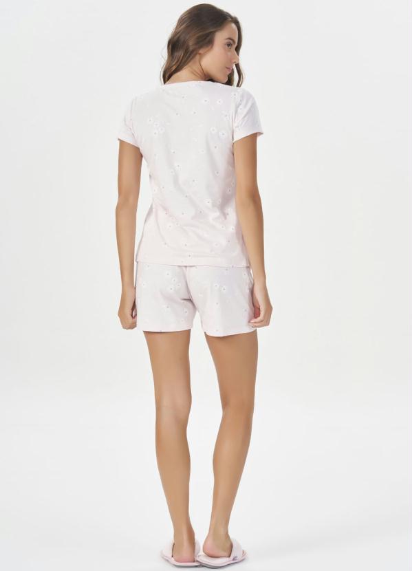 Espaço Pijama - Short Doll Manga Curta com Abertura Rosa Claro 4