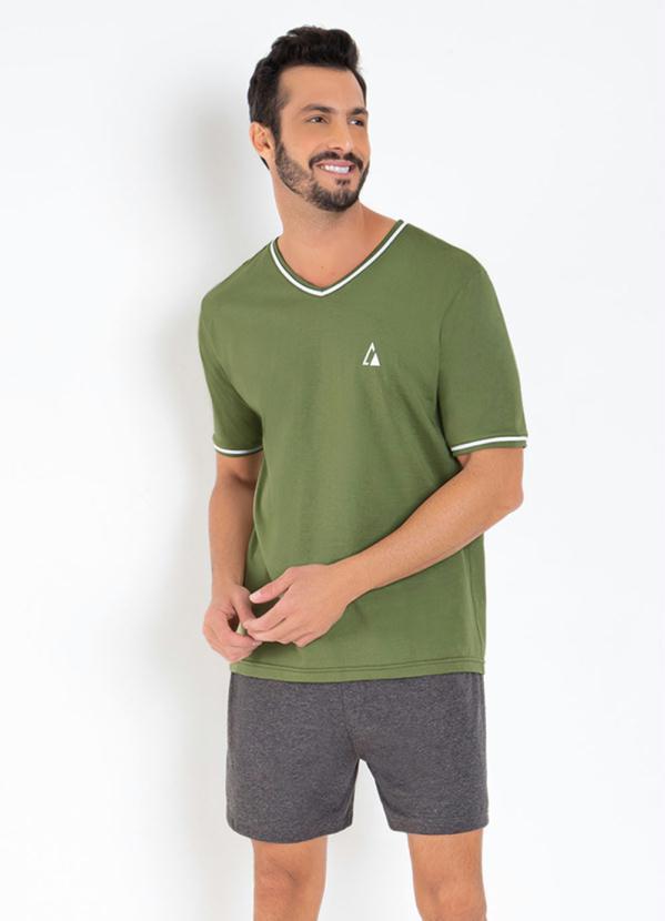 Outlet - Pijama com Acabamento em Viés e Estampa de Marca