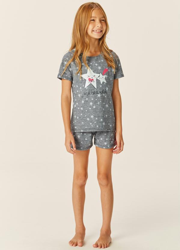 Malwee - Pijama Cinza Menina Make a Wish