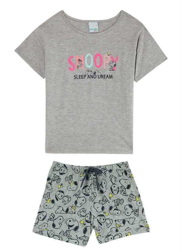 Malwee - Pijama Cinza Menina Snoopy®