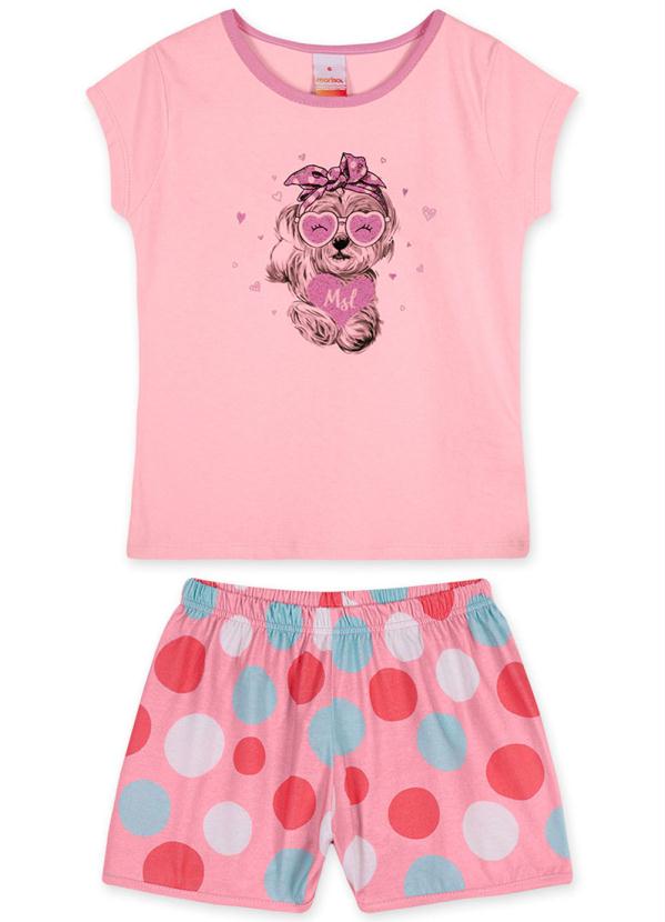Marisol - Pijama Curto com Aroma Malha Menina Rosa