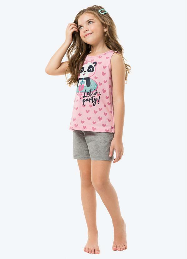 Malwee - Pijama Rosa Claro Bichinho com Glitter Infantil