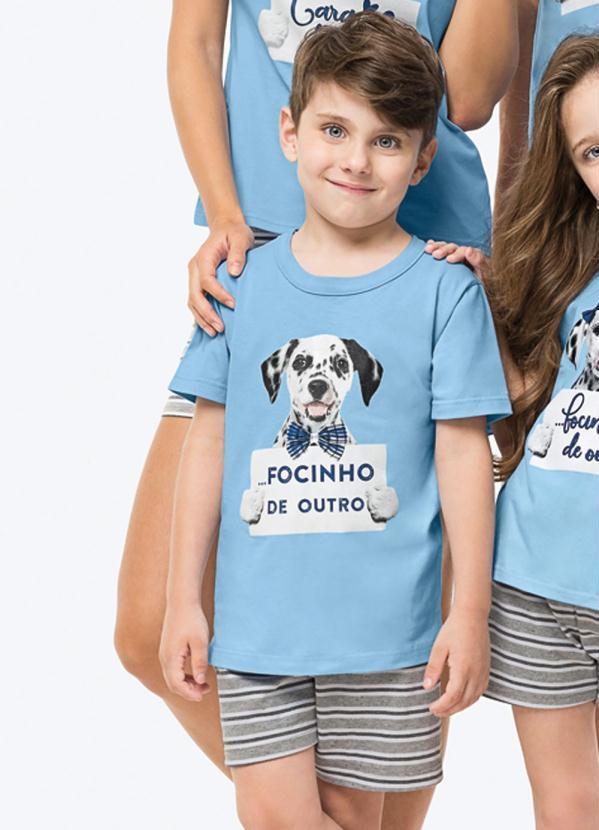 Malwee - Pijama Azul Claro Sustentável Menino Listrado Tal Filho